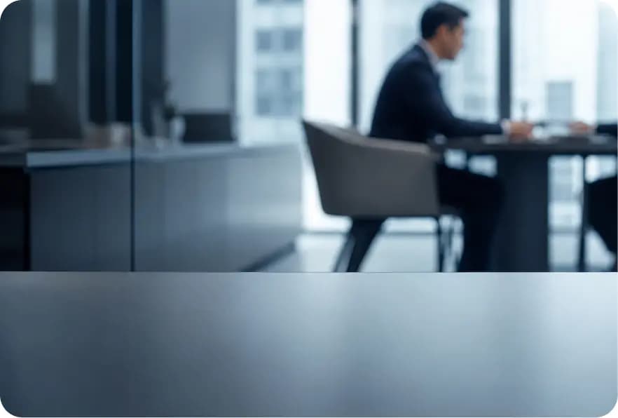 Manager reviewing reports in an office