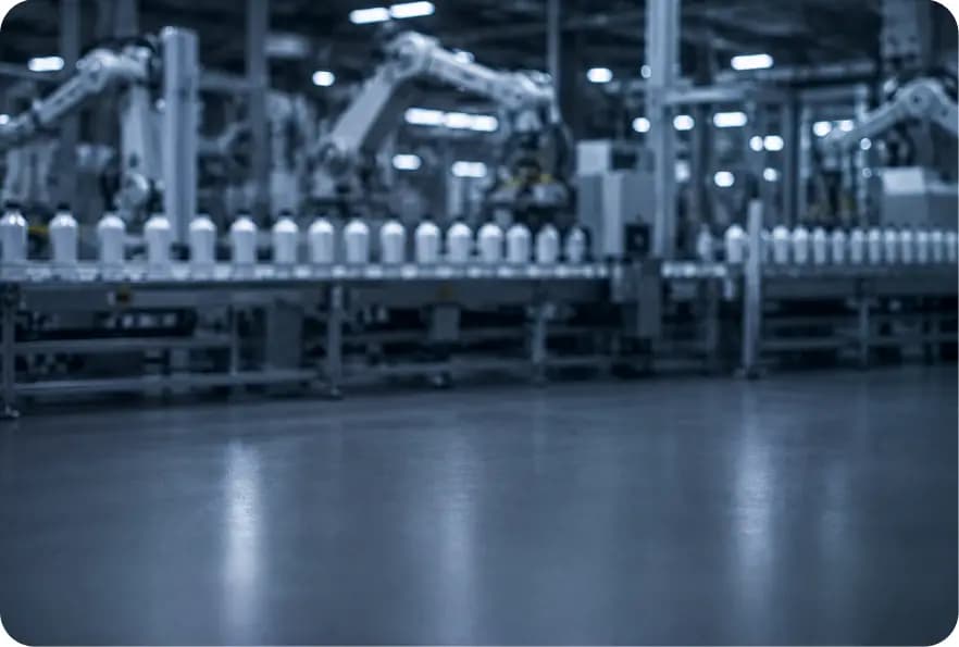Robotic production line in a factory