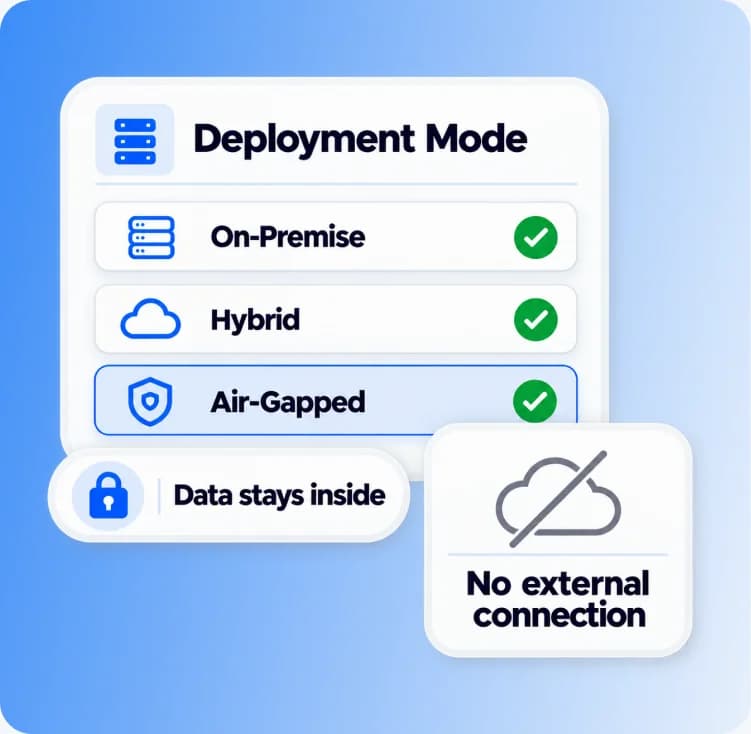 Deployment modes: on-premise, hybrid and air-gapped