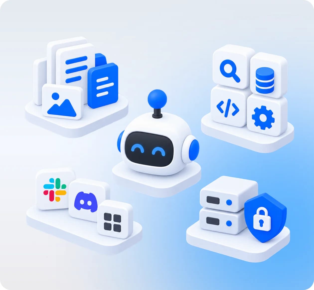 Data agent using documents, databases and chat apps on secure servers