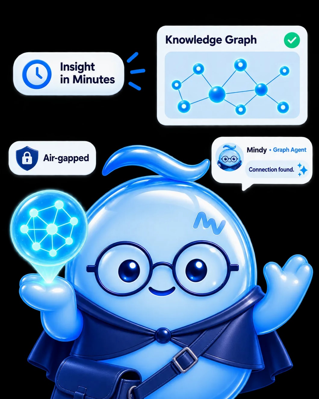 Mindy as a graph agent holding a knowledge graph, with insight in minutes